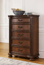 Furniture City Houma - Ashley Furniture - Lavinton Chest of Drawers - Five Drawer Chest / Brown - B764-46
