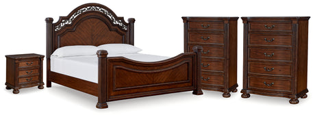 Furniture City Houma - Ashley Furniture - Lavinton King Poster Bed, 2 Chests and Nightstand - King Poster Bed, 2 Chests and Nightstand - B764B12