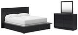 Londer California King Panel Bed, Dresser and Mirror