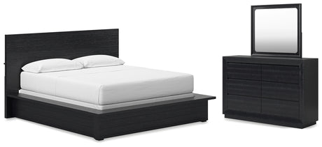 Londer California King Panel Bed, Dresser and Mirror
