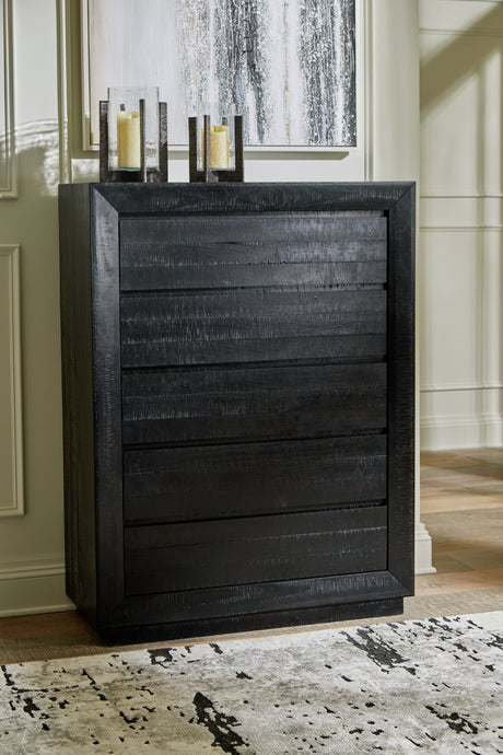 Furniture City Houma - Ashley Furniture - Londer Chest of Drawers - Five Drawer Chest / Black - B768-46