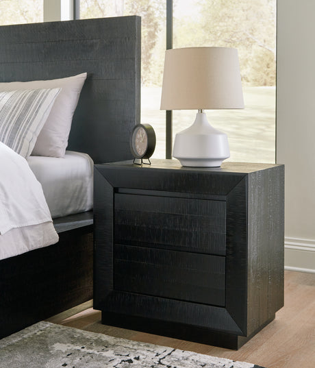 Furniture City Houma - Ashley Furniture - Londer Nightstand - Two Drawer Night Stand / Black - B768-92