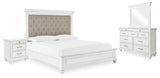 Furniture City Houma - Ashley Furniture - Kanwyn Queen Upholstered Panel Bed, Dresser, Mirror, and Nightstand - Queen Upholstered Panel Bed, Dresser, Mirror, and Nightstand - B777B16