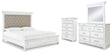 Furniture City Houma - Ashley Furniture - Kanwyn Cal King Upholstered Panel Bed, Dresser, Mirror and Chest - Cal King Upholstered Panel Bed, Dresser, Mirror and Chest - B777B23