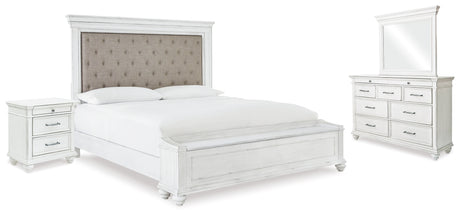 Furniture City Houma - Ashley Furniture - Kanwyn King Upholstered Storage Bed, Dresser, Mirror and Nightstand - King Upholstered Storage Bed, Dresser, Mirror and Nightstand - B777B25