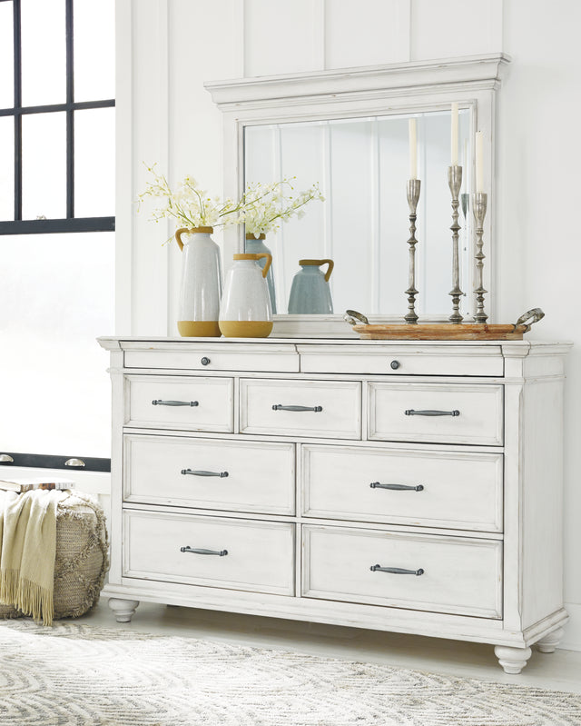 Furniture City Houma - Ashley Furniture - Kanwyn Dresser and Mirror - Dresser and Mirror / Whitewash - B777B1
