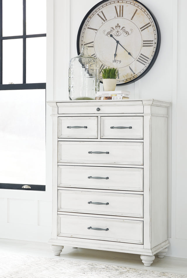 Furniture City Houma - Ashley Furniture - Kanwyn Chest of Drawers - Chest / Whitewash - B777-46