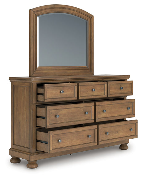 Furniture City Houma - Ashley Furniture - Feddinger Dresser and Mirror - Dresser and Mirror / Medium Brown - PCB779B1