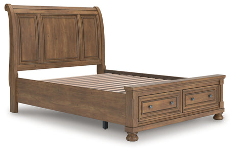 Furniture City Houma - Ashley Furniture - Feddinger Queen Storage Sleigh Bed - Queen Storage Sleigh Bed / Medium Brown - PCB779B4