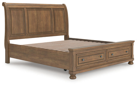 Furniture City Houma - Ashley Furniture - Feddinger King Storage Sleigh Bed - King Storage Sleigh Bed / Medium Brown - PCB779B8