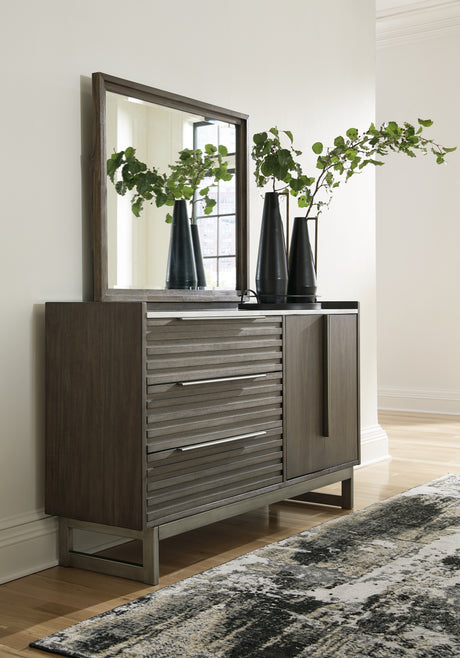 Furniture City Houma - Ashley Furniture - Arkenton Dresser and Mirror - Dresser and Mirror / Grayish Brown - B786B1