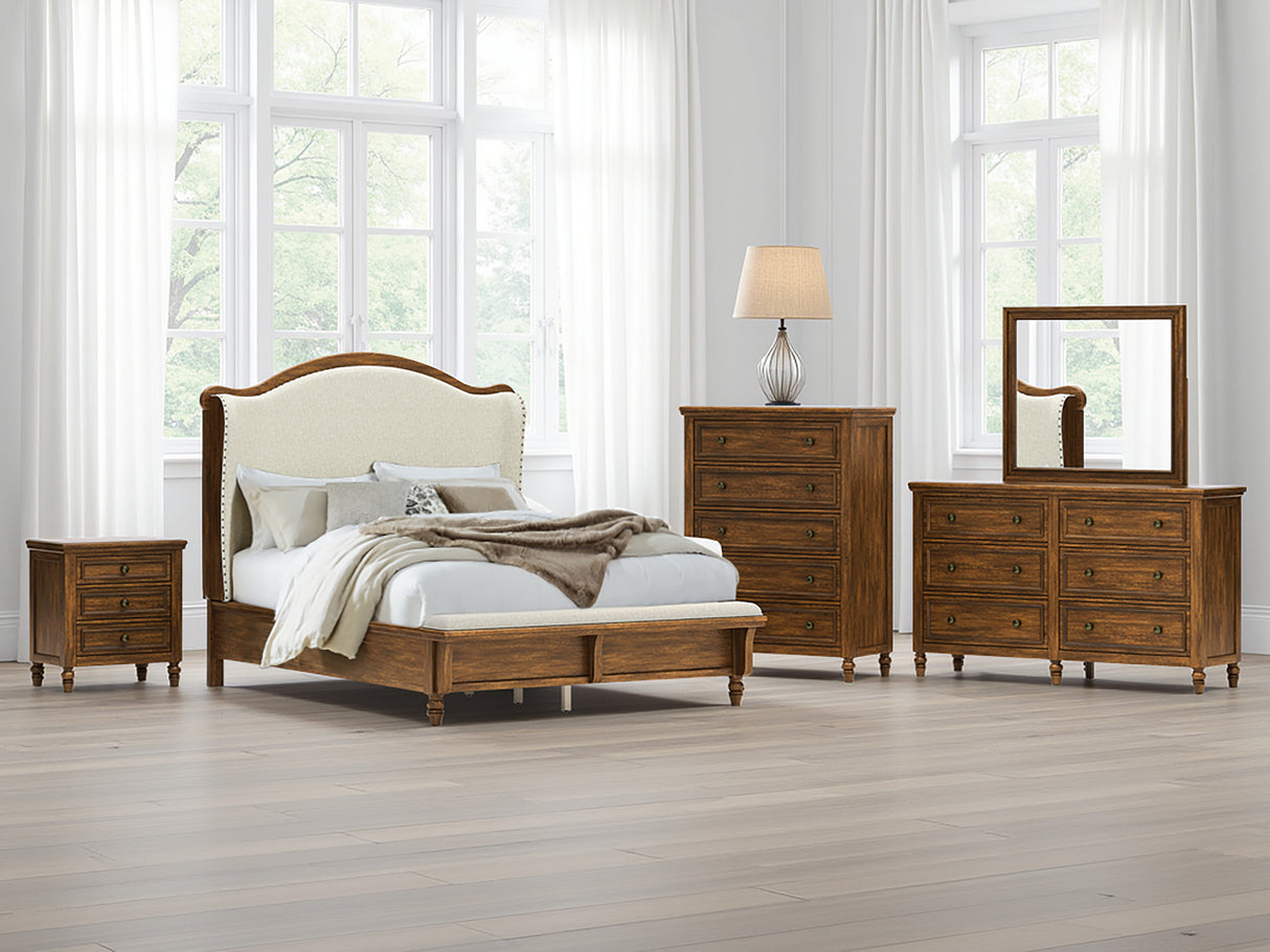 Furniture City Houma - Ashley Furniture - Sturlayne Bedroom - Queen Upholstered Panel Bed / Brown - B787B2