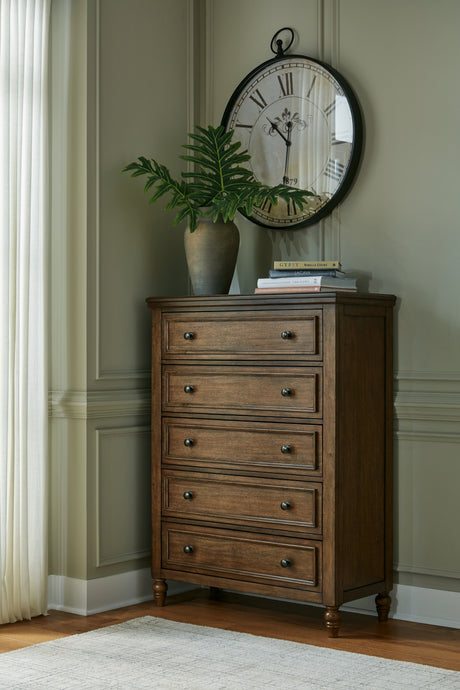 Furniture City Houma - Ashley Furniture - Sturlayne Chest of Drawers - Five Drawer Chest / Brown - B787-46