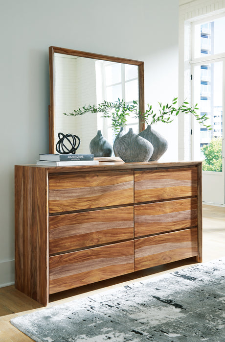 Furniture City Houma - Ashley Furniture - Dressonni Dresser and Mirror - Dresser and Mirror / Brown - B790B1