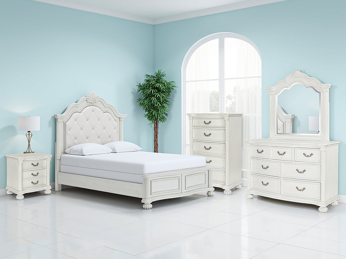 Furniture City Houma - Ashley Furniture - Montelaine Bedroom - Queen Upholstered Panel Bed / Antique White - B795B2