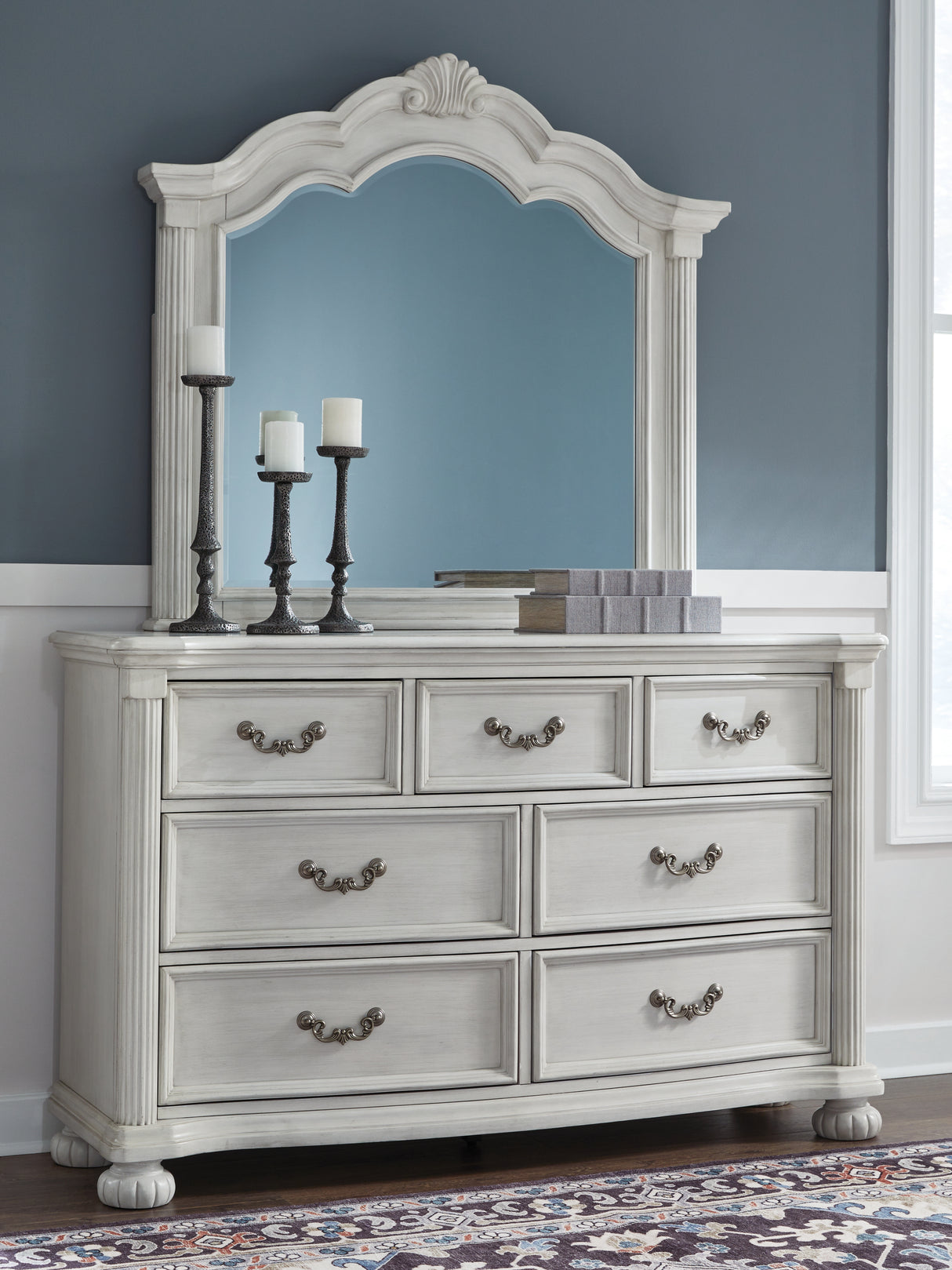 Furniture City Houma - Ashley Furniture - Montelaine Bedroom - Dresser and Mirror / Antique White - B795B1