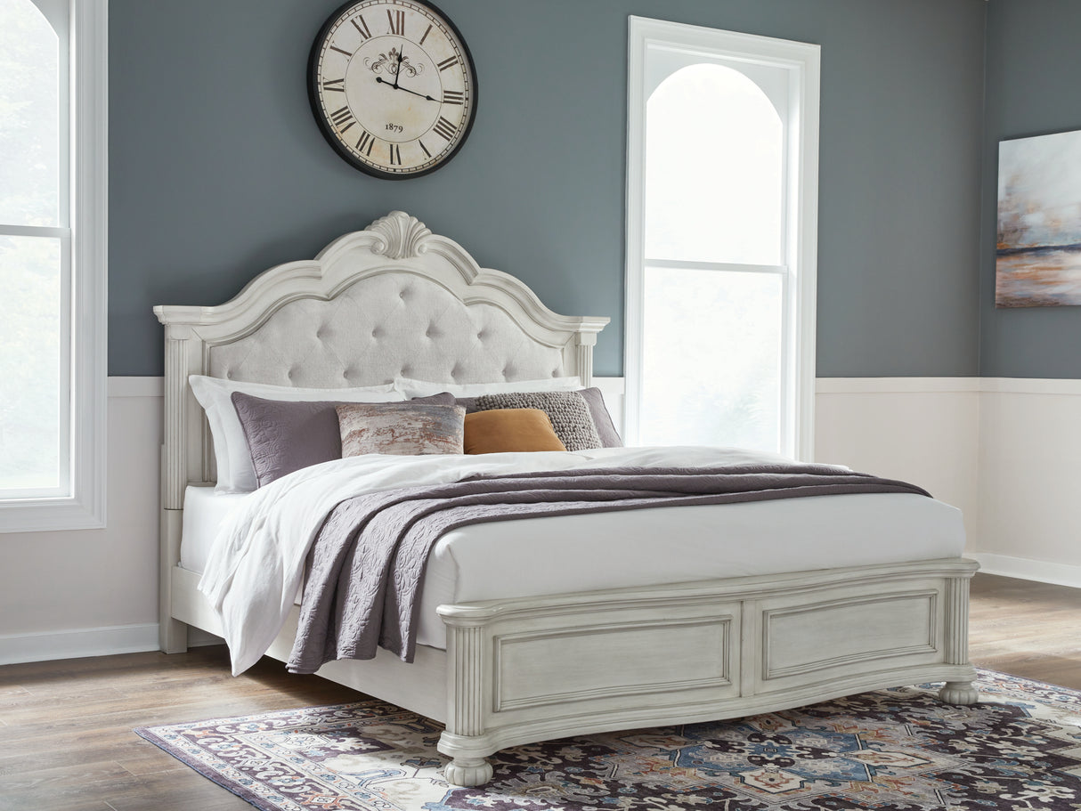 Furniture City Houma - Ashley Furniture - Montelaine Bedroom - California King Upholstered Panel Bed / Antique White - B795B7