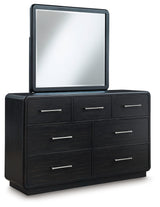 Rowanbeck King Panel Bed, Dresser, Mirror, Chest and Nightstand