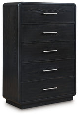Rowanbeck King Panel Bed, Dresser, Mirror, Chest and Nightstand