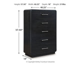 Rowanbeck King Panel Bed, Dresser, Mirror, Chest and Nightstand