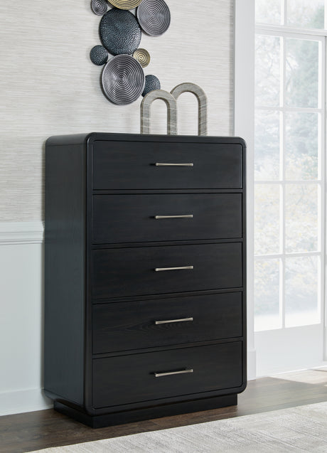 Furniture City Houma - Ashley Furniture - Rowanbeck Chest of Drawers - Five Drawer Chest / Black - B821-46
