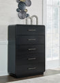 Furniture City Houma - Ashley Furniture - Rowanbeck Chest of Drawers - Five Drawer Chest / Black - B821-46