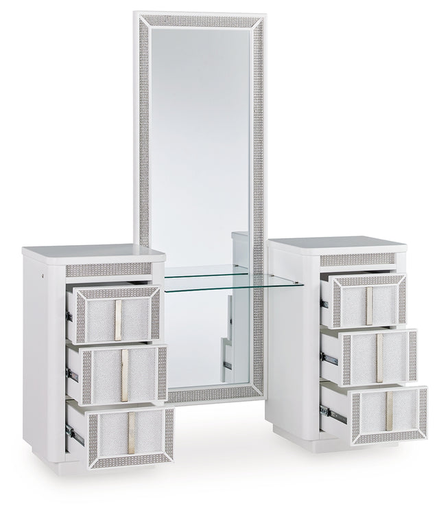 Furniture City Houma - Ashley Furniture - Chalanna Vanity with Mirror - Vanity with Mirror / White - B822B7
