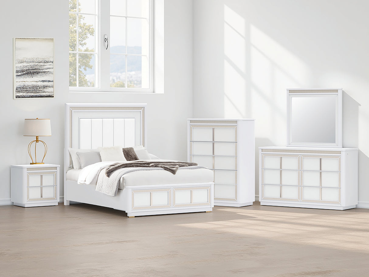 Furniture City Houma - Ashley Furniture - Chalanna Bedroom - Queen Upholstered Storage Bed / White - B822B2