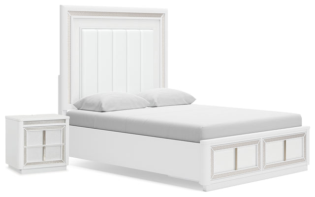 Furniture City Houma - Ashley Furniture - Chalanna Queen Panel Storage Bed and Nightstand - Queen Panel Storage Bed and Nightstand - B822B8