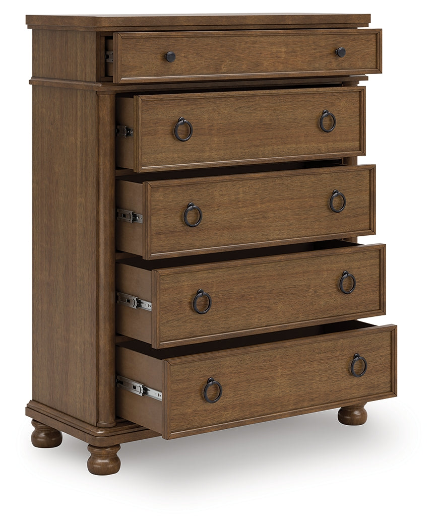 Furniture City Houma - Ashley Furniture - Rowlenstown Bedroom - Five Drawer Chest / Brown - PCB824-46