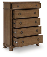 Furniture City Houma - Ashley Furniture - Rowlenstown Bedroom - Five Drawer Chest / Brown - PCB824-46
