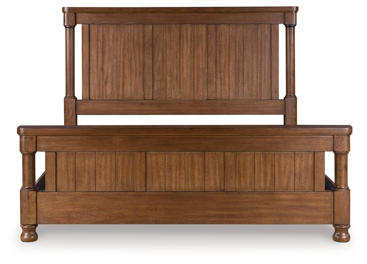 Furniture City Houma - Ashley Furniture - Rowlenstown Bedroom - King Poster Bed / Brown - PCB824B4