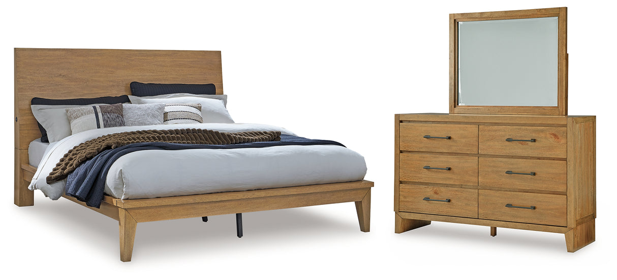 Furniture City Houma - Ashley Furniture - Sherbana Queen Panel Bed, Dresser and Mirror - Queen Panel Bed, Dresser and Mirror - B833B3