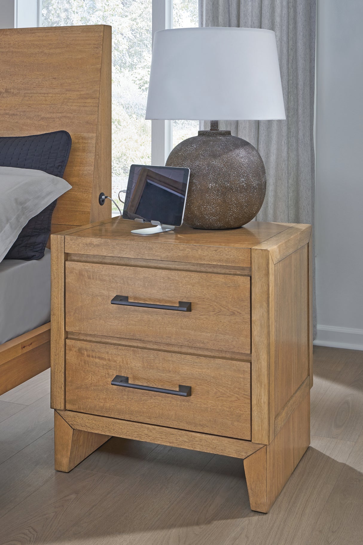 Furniture City Houma - Ashley Furniture - Sherbana Bedroom - Two Drawer Night Stand / Light Brown - B833-92