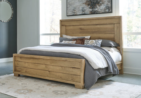 Furniture City Houma - Ashley Furniture - Galliden Bedroom - California King Panel Bed / Light Brown - B841B5