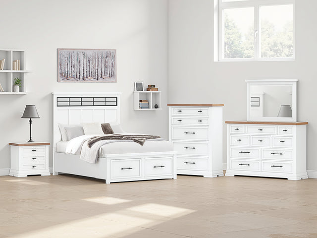 Furniture City Houma - Ashley Furniture - Ashbryn Queen Panel Storage Bed - Queen Panel Storage Bed / White/Natural - B844B2