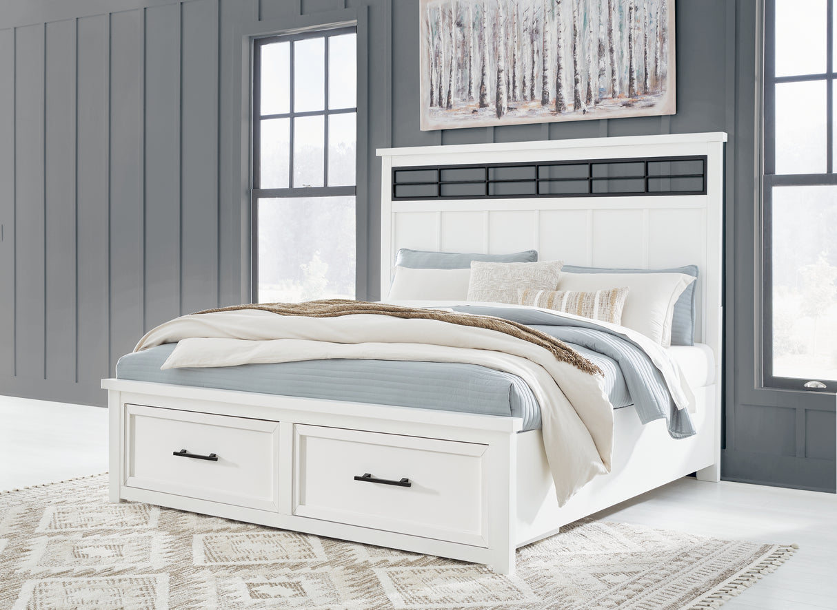 Furniture City Houma - Ashley Furniture - Ashbryn Bedroom - King Panel Storage Bed / White/Natural - B844B4