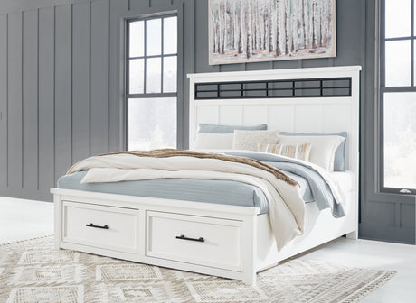 Furniture City Houma - Ashley Furniture - Ashbryn California King Panel Storage Bed - California King Panel Storage Bed / White/Natural - B844B5