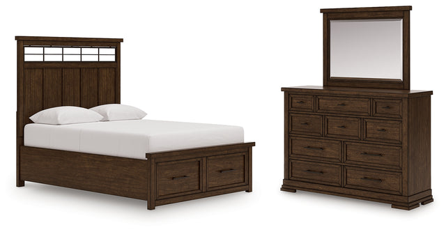 Furniture City Houma - Ashley Furniture - Taffenbrook Queen Panel Storage Bed, Dresser and Mirror - Queen Panel Storage Bed, Dresser and Mirror - B849B3