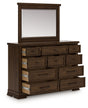 Furniture City Houma - Ashley Furniture - Taffenbrook Dresser and Mirror - Dresser and Mirror / Medium Brown - B849B1