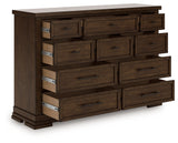 Furniture City Houma - Ashley Furniture - Taffenbrook Bedroom - Dresser and Mirror / Medium Brown - B849B1