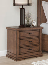 Furniture City Houma - Ashley Furniture - Taffenbrook Bedroom - Three Drawer Night Stand / Medium Brown - B849-93