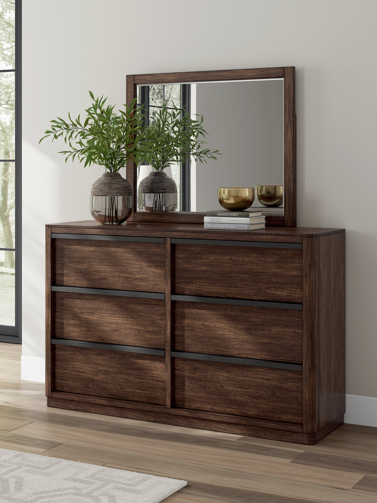 Furniture City Houma - Ashley Furniture - Dilenno Bedroom - Dresser and Mirror / Dark Brown - PCB857B1