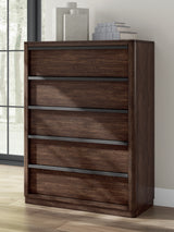 Furniture City Houma - Ashley Furniture - Dilenno Bedroom - Five Drawer Chest / Dark Brown - PCB857-46