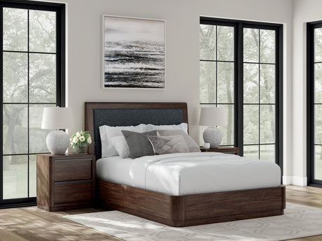 Furniture City Houma - Ashley Furniture - Dilenno Queen Upholstered Panel Bed - Queen Upholstered Panel Bed / Dark Brown - PCB857B4