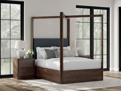 Furniture City Houma - Ashley Furniture - Dilenno Queen Canopy Bed - Queen Canopy Bed / Dark Brown - PCB857B2