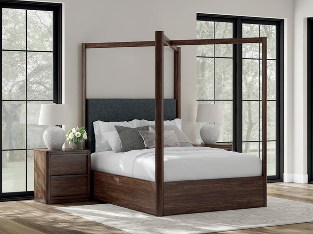Furniture City Houma - Ashley Furniture - Dilenno Queen Canopy Bed - Queen Canopy Bed / Dark Brown - PCB857B2