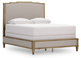 Sharlance Queen Upholstered Panel Bed, Dresser and Mirror