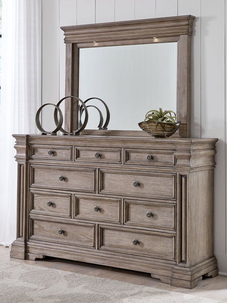 Furniture City Houma - Ashley Furniture - Blairhurst Bedroom - Dresser and Mirror / Light Grayish Brown - B916B1