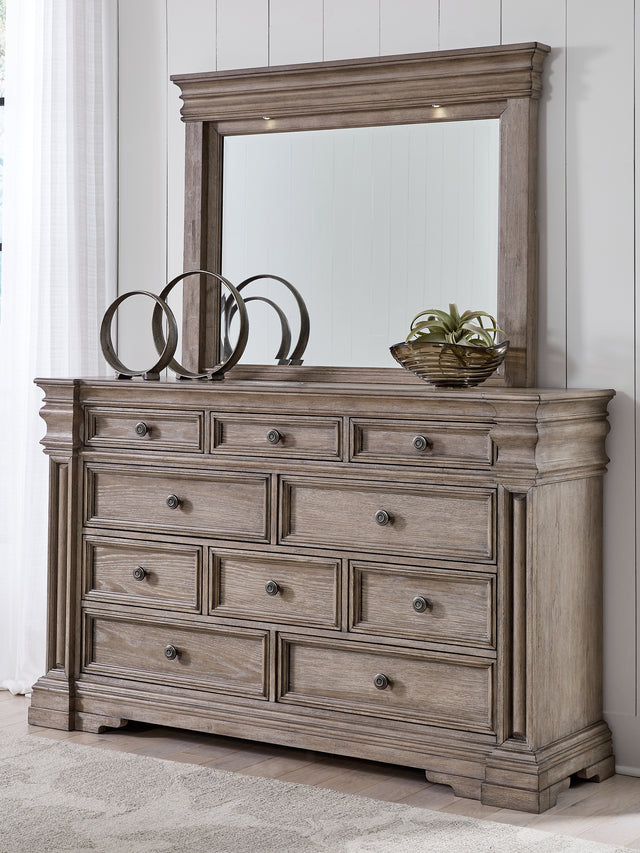 Furniture City Houma - Ashley Furniture - Blairhurst Bedroom - Dresser and Mirror / Light Grayish Brown - B916B1